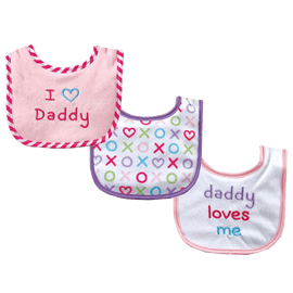Luvable Friends I Love Mommy and Daddy Baby Bibs, Blue Daddy, 3 Count