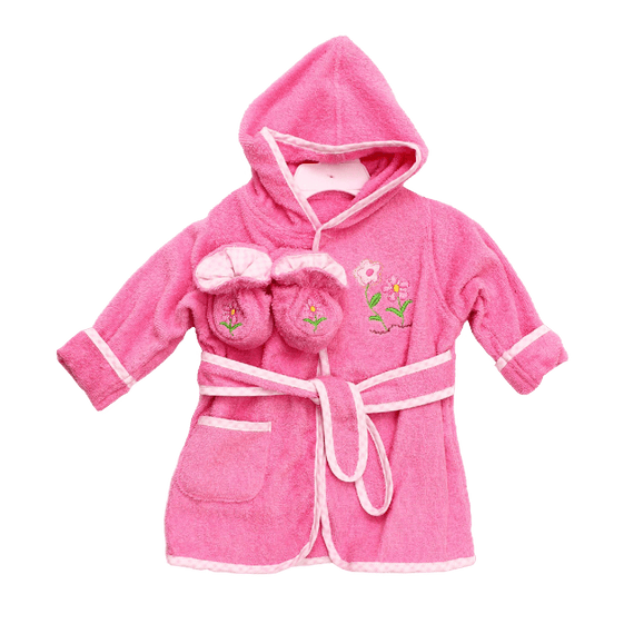 Spasilk 100% Cotton Hooded Terry Bathrobe with Booties, Brown Bear, 0 9 Months