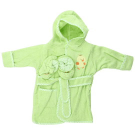 Spasilk 100% Cotton Hooded Terry Bathrobe with Booties, Brown Bear, 0 9 Months